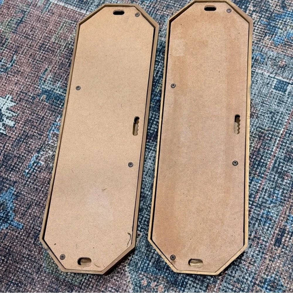 Homco Syroco Vintage Rectangle Plaque Gold Bronze Tone Set of 2